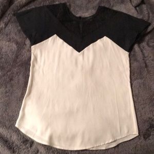 Ann Taylor Business Cream & Black short sleeve top